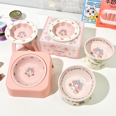 可爱粉色陶瓷猫碗猫食盆宠物碗