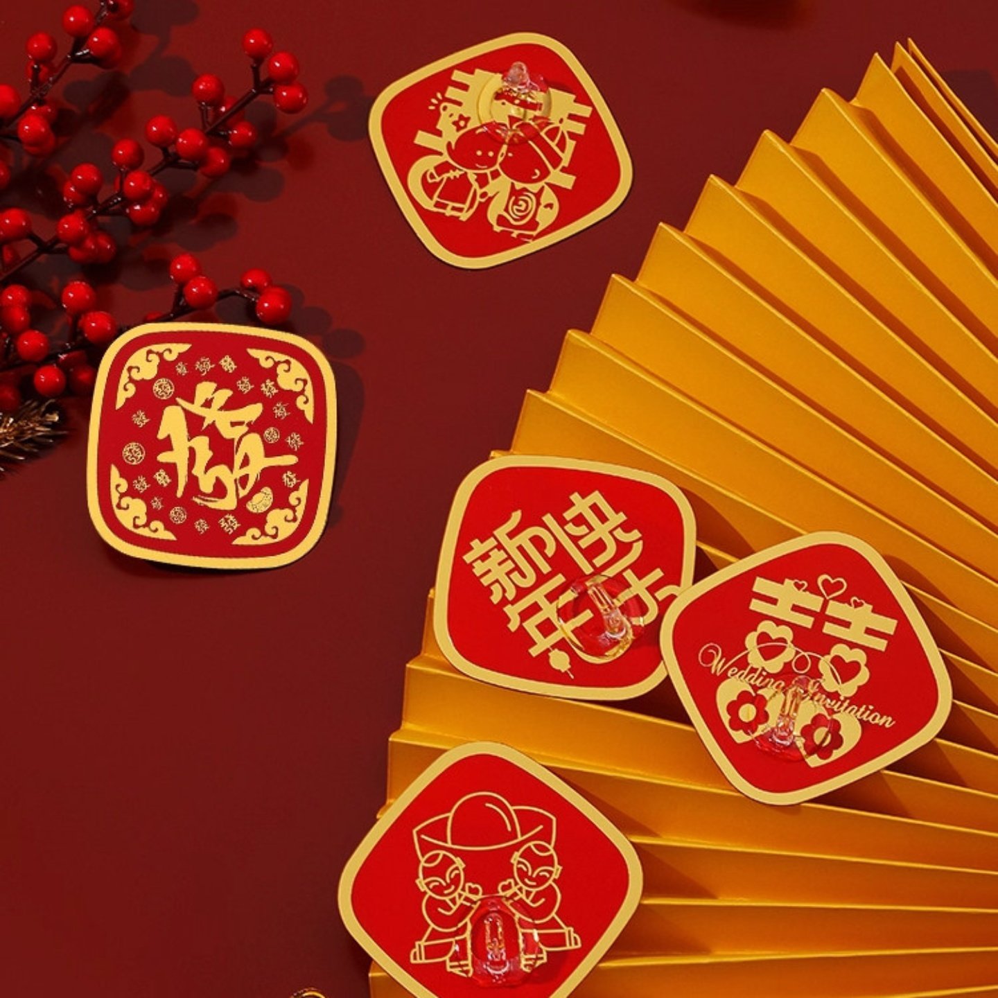 喜庆粘贴粘钩新年福字红色小挂钩无痕免打孔强力墙壁门后收纳挂钩,收纳整理,挂钩/粘钩,淘宝优惠券,粉丝福利购,淘宝优惠卷