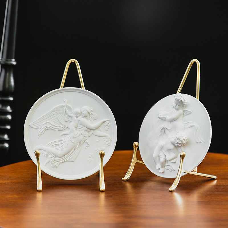 现代简约盘子架装饰展示架画架黄铜轻奢收纳托架餐盘架置物架支架