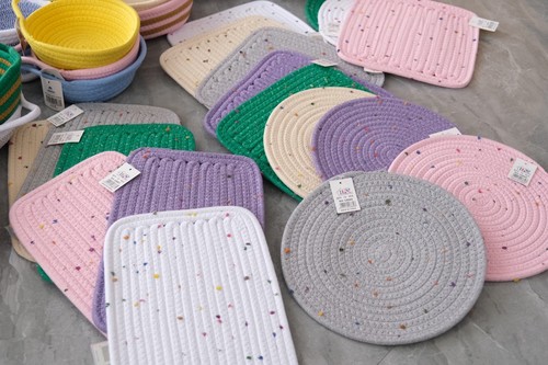 外贸原单棉线隔热垫餐垫杯垫 简约可水洗