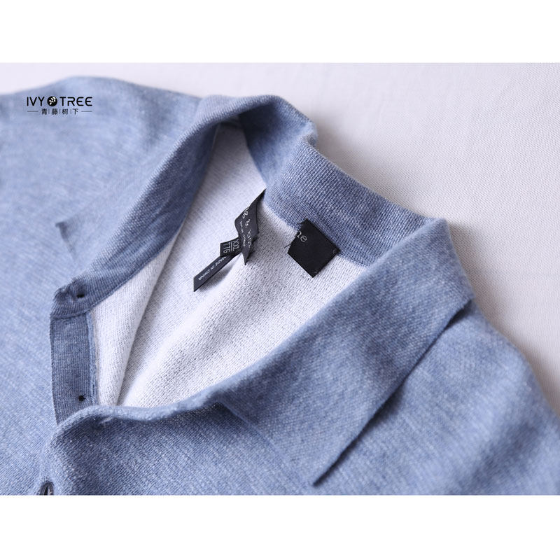 美国原！品味时髦~商务男士上衣双层棉羊毛POLO领短袖针织衫秋D3