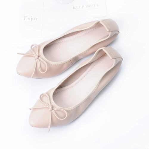 Комфортная обувь с заостренным носом для кожаной обуви с бантиком с низким вырезом, из натуральной кожи, мягкая подошва