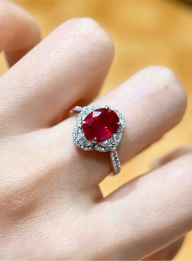 【邢康莉甄选】JI品 2.5-3ct  S925银鸽血红戒指（F0618）20666