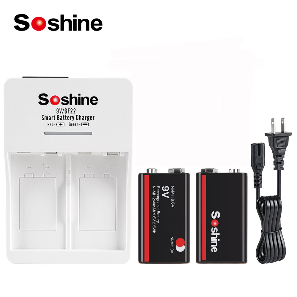 Soshine 9V镍氢充电电池 260毫安9.6V充满11.2V 麦克风烟雾报警器