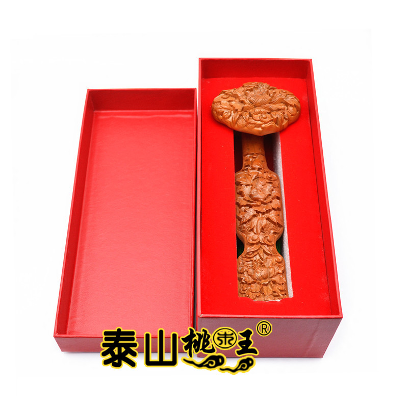 好客山东 桃木王桃木花开富贵吉祥如意手持如意客厅办公开业商务