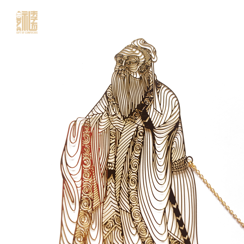 好客山东 孔子博物馆孔夫子金属书签镂空孔子书签展示框小礼品纪念品