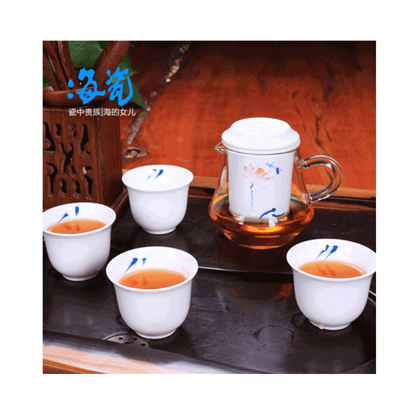好客山东海洋贝瓷5头功夫茶具