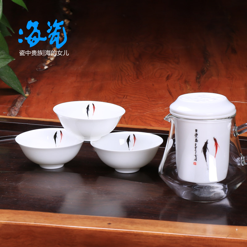 好客山东海洋贝瓷5头功夫茶具