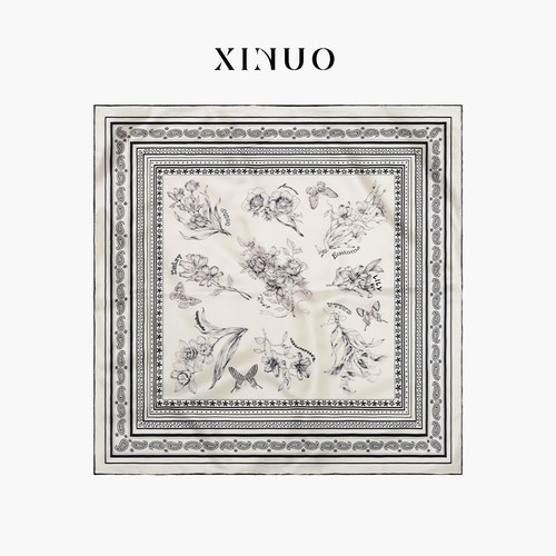 XINUO佩斯利花屿真丝中方巾丝巾