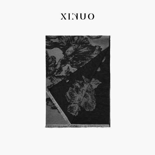 XINUO野蛮生长真丝拉绒围巾披肩