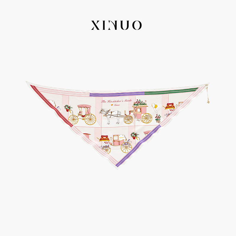 xinuosichou惜诺 漫游指南秋季桑蚕丝真丝丝巾系腰三角围巾披肩女