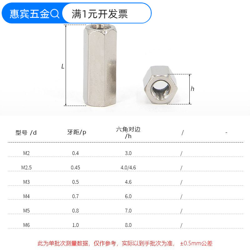 铜镀镍双通六角铜柱M2~M6黄铜镙
