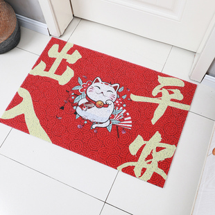 丝圈地垫入户门垫玄关家用地毯出入平安入户门红色蹭土脚垫防滑垫