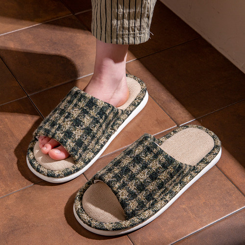 高级感亚麻拖鞋女士2025新款四季