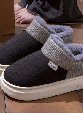 男士棉拖鞋男款2025新款冬季加绒加厚家居室内外穿包跟保暖棉鞋女