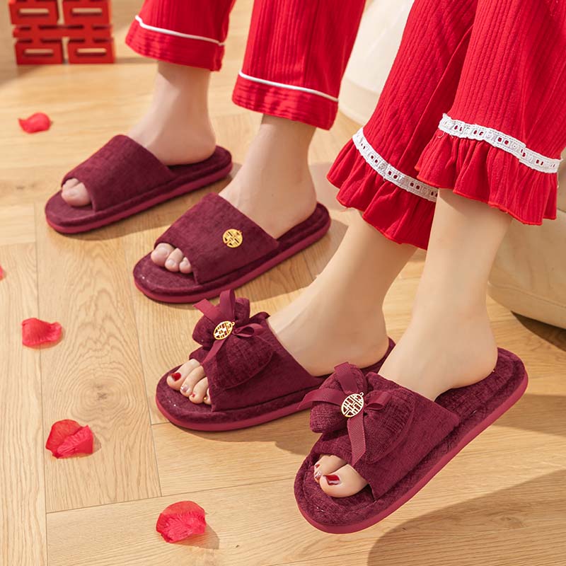 红色结婚拖鞋情侣一对喜庆高级感