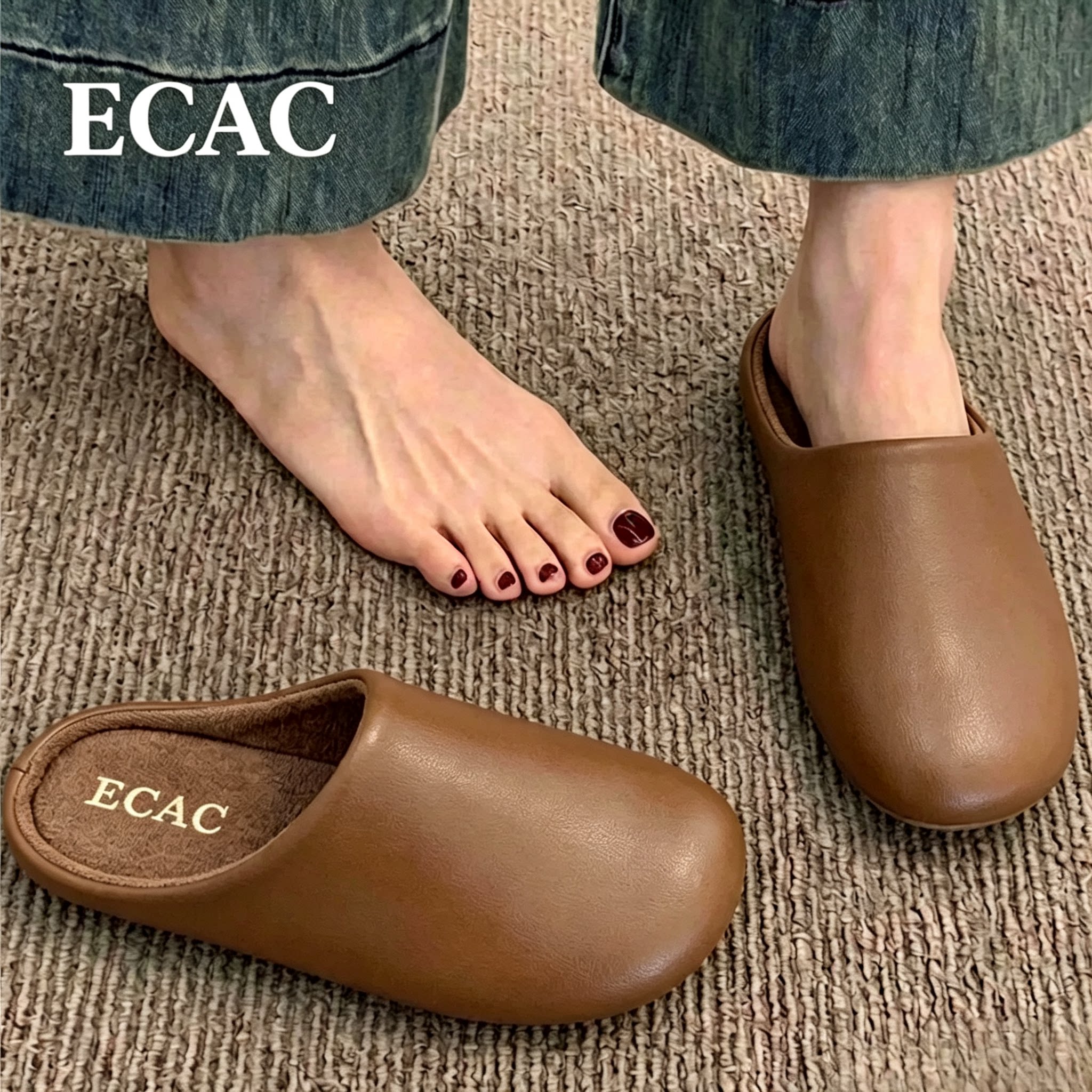 ECAC日式静音拖鞋女款2026新款室内家居防臭防滑四季软底地板拖男