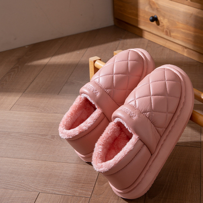 防水棉拖鞋女冬包跟保暖室内家居
