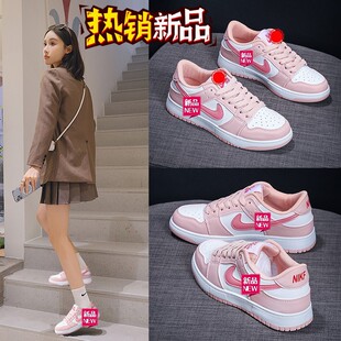 aj鞋子女秋冬季透气女鞋莆田空军一号休闲运动低帮樱花粉板鞋潮鞋