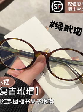 书呆子近视眼镜女可配度数复古玳瑁小框素颜眼镜框镜架dowdy