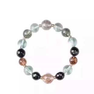 南华寺金运大综合黄水晶手链手串超七黑金超七金运石紫水晶女