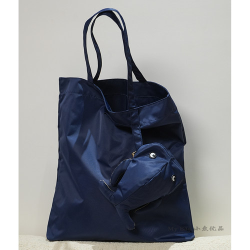 按雅ANY*二合一鲸鱼包购物袋降落伞尼龙可爱动物单肩包收纳托特包