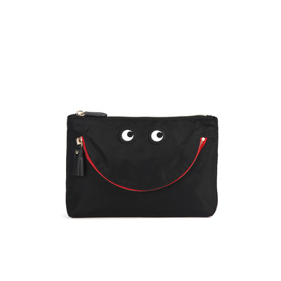 便携手拿包英国半手工any按*雅大手包防水尼龙化妆包笑脸信封包包