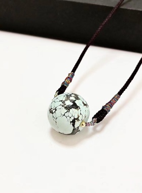 D779# 天然绿松石吊坠 锁骨链 19.3*17.3mm 重量7.71克