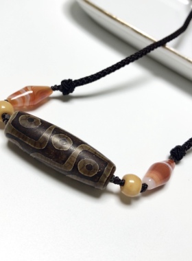 D938# 天然精品老台湾工艺9眼天珠锁骨珠西藏至纯工艺玛瑙珠吊坠