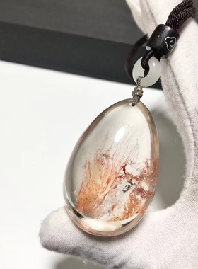 D755# 天然白水晶异象幽灵吊坠 晶中晶稀有之物 44.5*29.5*19mm