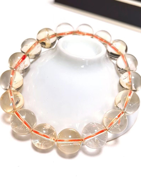 S969# 天然黄水晶黄金阿塞斯特莱手链12.8mm 重量44.73克