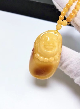 D1058# 天然蜜蜡佛公吊坠47*28*24.5mm 配蜜蜡万能链 重23.70克