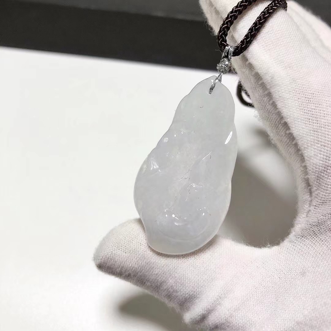 D1153# 天然A货翡翠冰糯种悟道吊坠42*22.6*4.5mm