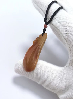 D608# 天然A货翡翠 黄翡福瓜挂件吊坠 37.3*12.3*5mm