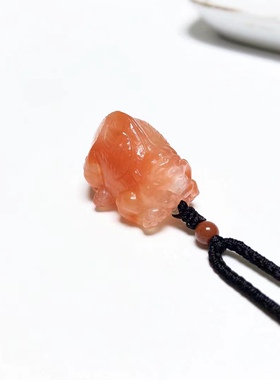 D1755# 天然原矿南红貔貅吊坠锁骨链25*19*18.2mm 重10.83克