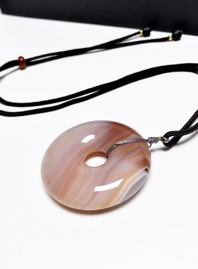 D167# 天然缠丝玛瑙大版平安扣吊坠47*11mm