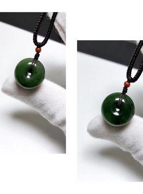 D1756# 天然和田玉乌兰海碧玉平安扣面包扣吊坠 可选