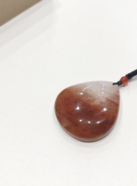 D1270# 天然红兔毛红水晶水滴吊坠23.3*28.9*8.6mm 重13.21克