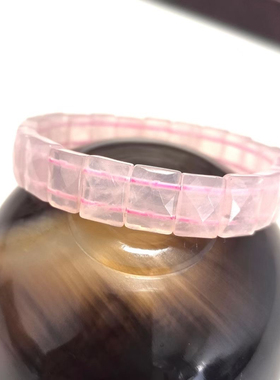 S472# 天然粉水晶樱花粉手排 手牌 手围17cm