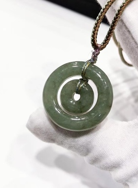 D678# 天然A货翡翠子母扣平安扣吊坠29.8*6.5+15*6mm