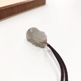 13.2mm 13.5 重9.09克 新疆和田玉烟紫高油貔貅吊坠25.2 D845