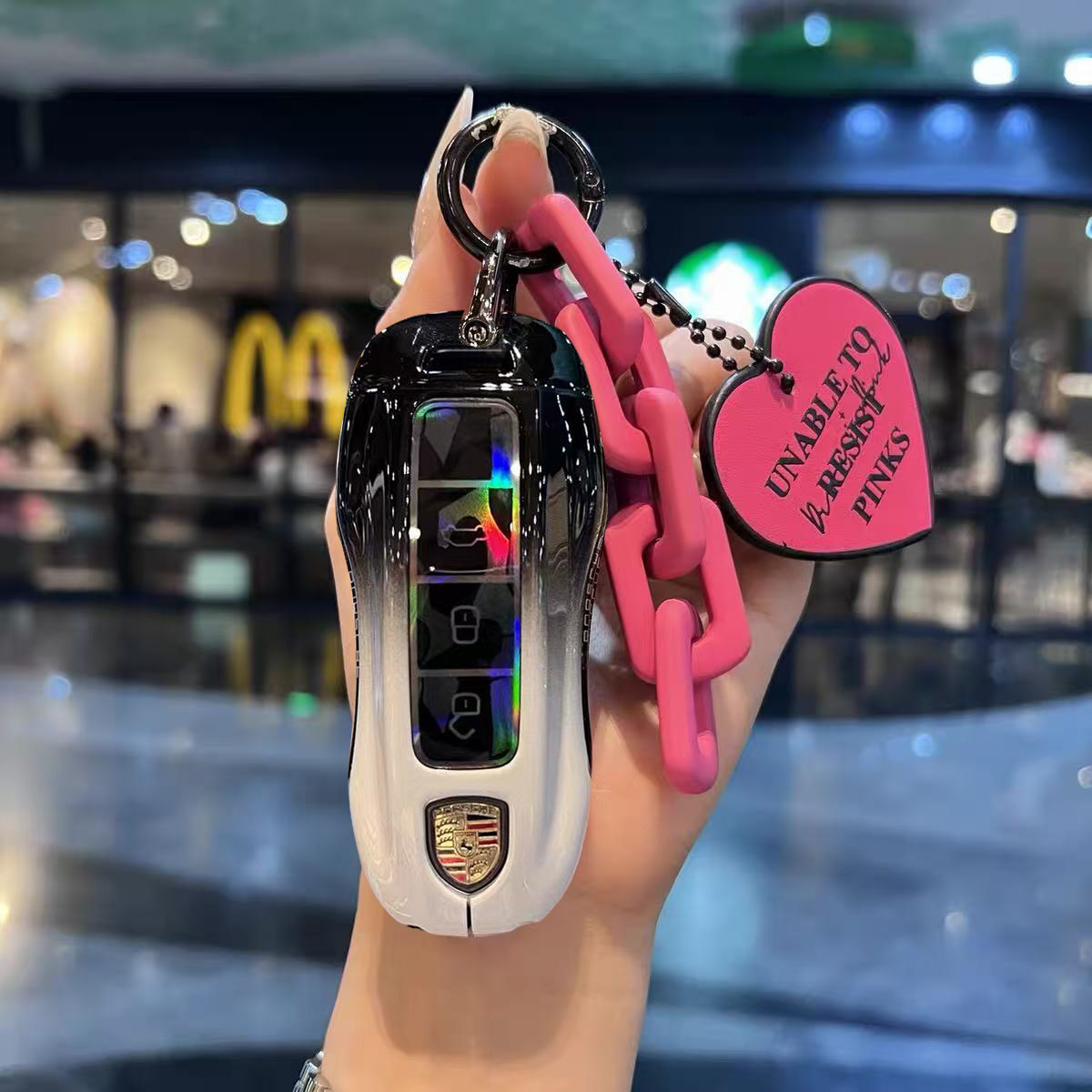 适用保时捷卡宴钥匙套Panamera帕拉梅拉MACAN女Taycan汽车包扣壳