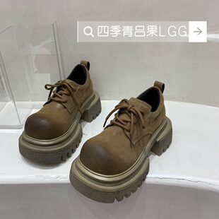 2025新款英伦风小皮鞋女款鞋子百搭厚底增高粗跟单鞋