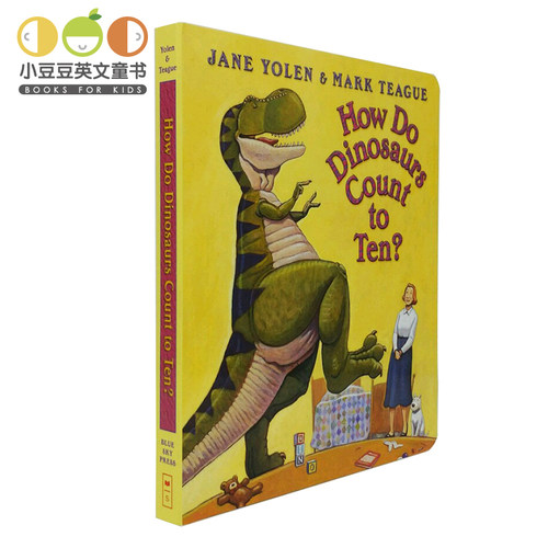 进口英文原版纸板书HOW DO DINOSAURS COUNT TO TEN?跟着恐龙学数数幼儿英语启蒙纸板书 儿童英文原版硬纸板书 小豆豆英文童书