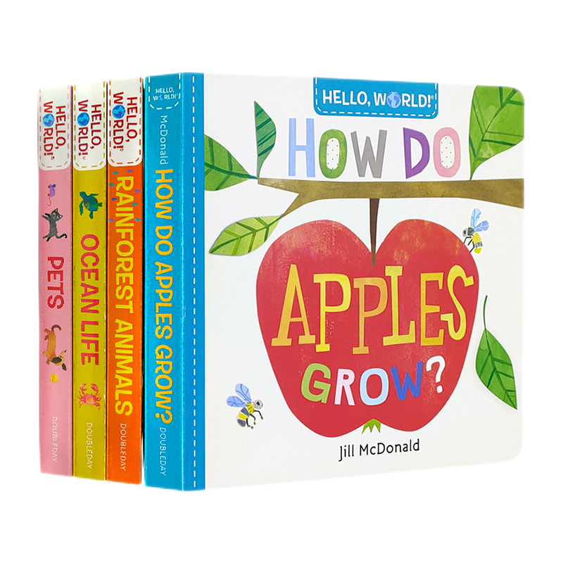 你好，科学小世界系列4册英文原版绘本 Hello,World! 科普热带雨林，宠物，海洋生物和果实的成长原版漫画书英文绘本