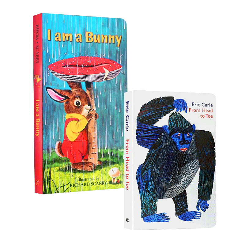 赠音频 英文原版绘本 2册 我是一只兔子I am a Bunny 从头动到脚 从头到脚幼儿宝宝儿童入门启蒙廖彩杏吴敏兰卡尔爷爷纸板书