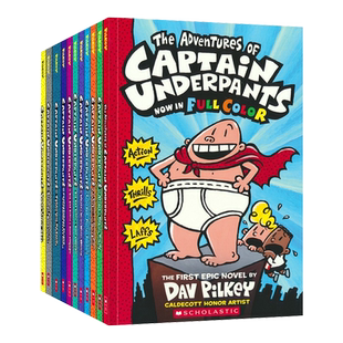 内裤超人1-11册彩色英文原版平装 Captain Underpants 我的校长是超人 Dav Pilkey神探狗狗作者Dog Ma 小学童书