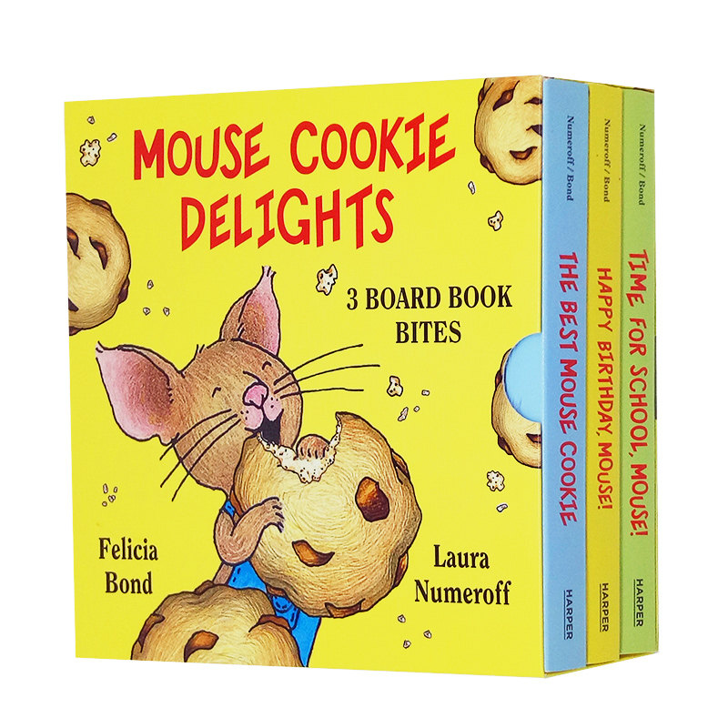 3册盒装英文原版绘本Mouse Cookie Delights 老鼠吃饼干 The Best Mouse Cookie儿童纸板书happy Birthday, Mouse Time for Schoo