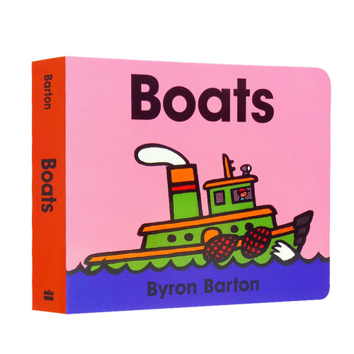 进口英文原版绘本 纸板书 Boats 各种各样的船 拜伦巴顿Byron Barton作品 交通工具幼儿启蒙认知单词童书 Harper Collins出版2-6岁