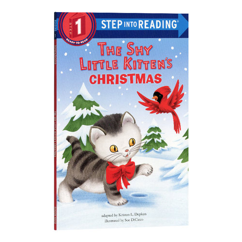 小猫的圣诞节 企鹅兰登step into reading 一阶英文原版 The Shy Little Kitten's Christmas原版漫画书英文绘本